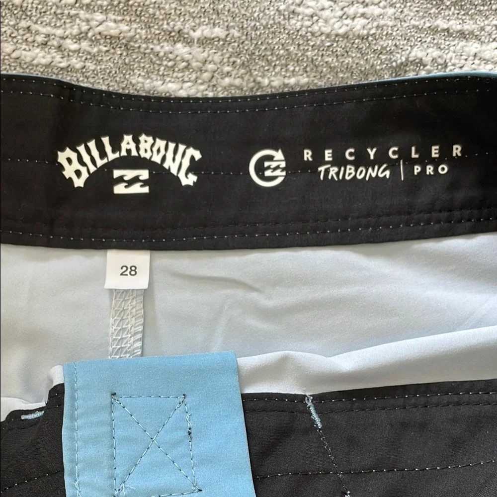 Billabong Blue and Black Board Shorts with Tropical Flair NWOT